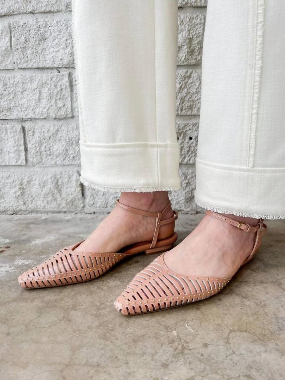 New Ulla Johnson Violette Caged Ankle Strap Siena Ballerina Leather Flats 8 US